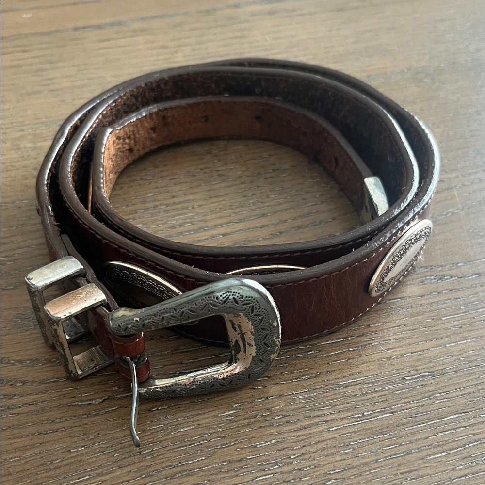 Canterbury Western Brown‎ Leather Belt with Silver Buckle Size 40